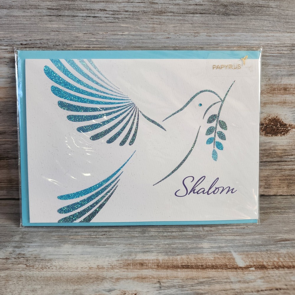 Papyrus Shalom Rosh Hashanah Greeting Card Blue Dove Peace New Year 04083411
